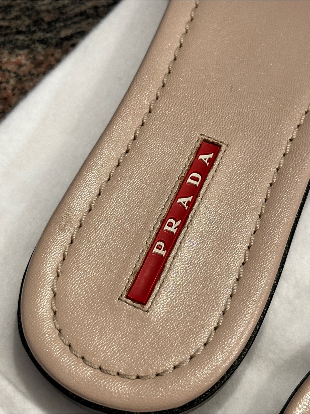 Prada Patent Leather Bow Slide Sandals Nude Beige Size 38 - Picture 4 of 10